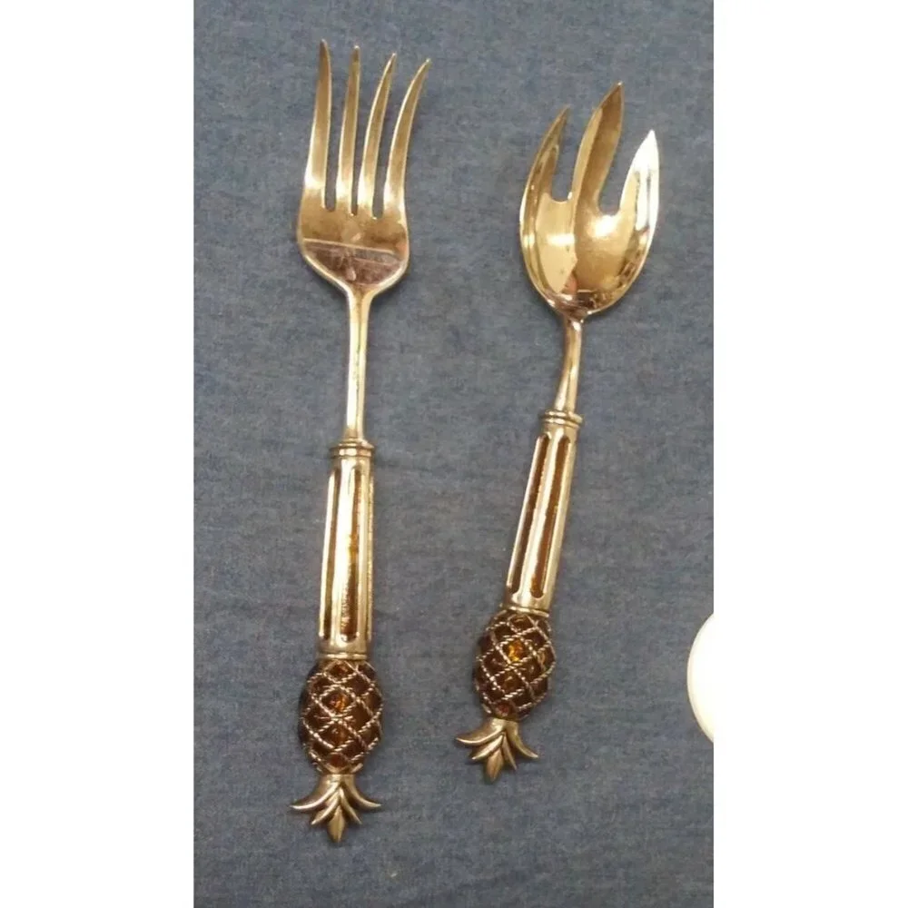 Serving Spoon Set PINEAPPLE design Silver Plated 2 Pc INTERNATIONAL SILVER CO
